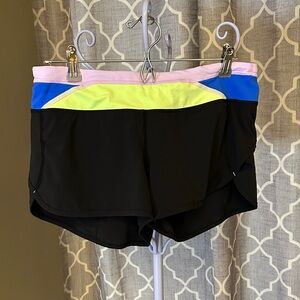 lululemon athletica Black, Blue, and Yellow Athletic Shorts